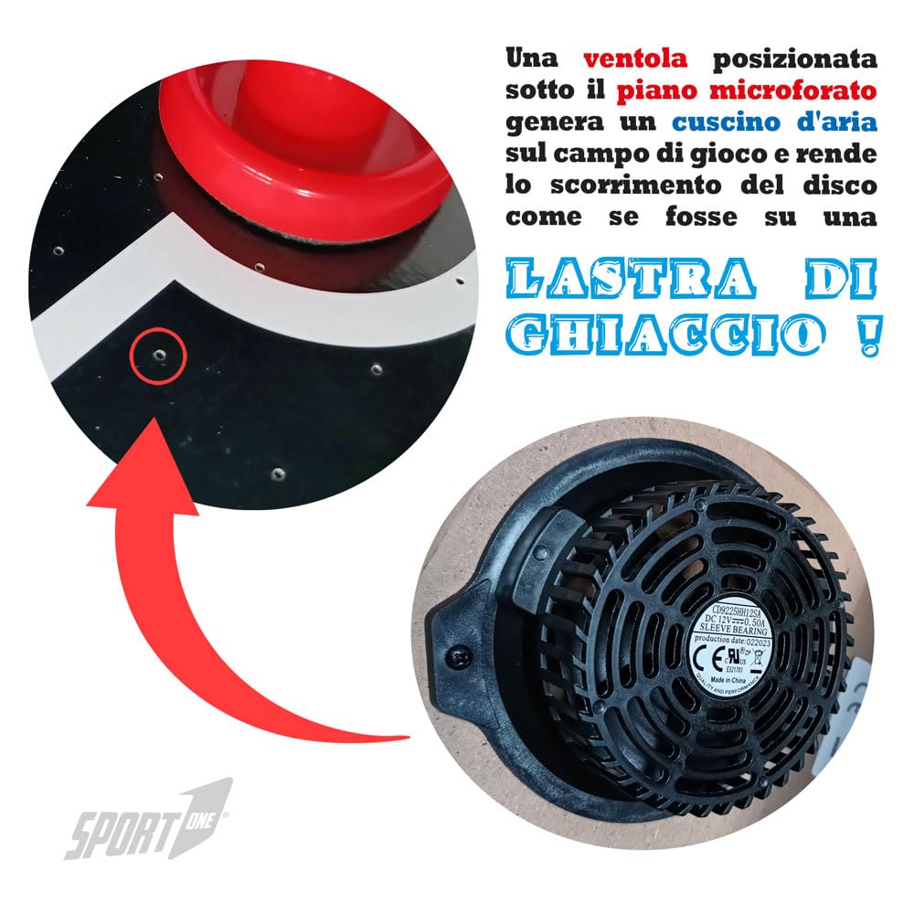 Sport1 Air Hockey Metal Vertical Mesa Plegable de Hockey Air Mini con Ventilador 12V Mesa Air Hockey Ahorro de Espacio Medidas 121x60x76cm 2 Puños y 2 Discos Incluidos con Marcador Integrado.