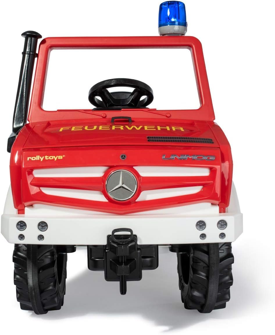Rolly Toys Fire Unimog 038275 - Camión de Bomberos edición 2020 con Remolque (Coche a Pedales de 3 a 8 años, jeringuilla, Intermitente, Cambio de Marchas, Freno)