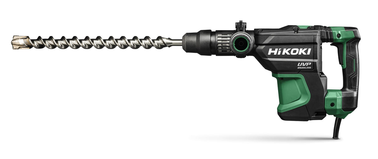 HiKOKI Martillo Perforador y Cincelador SDS-Max - 9,2 J de Energía de Impacto, Motor sin Escobillas, Tecnología Anti-Vibración - 1150 W, 40 mm de Diámetro de Perforación, Cable de 4 m - Con Maletín