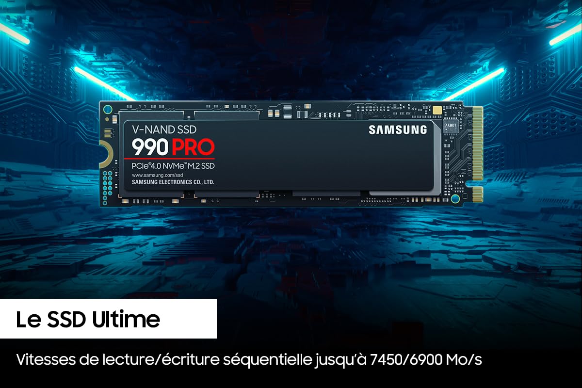 SAMSUNG Unidad de estado sólido 990 Pro M.2 1000 GB PCI Express 4.0 V-NAND MLC NVMe, negro, MZ-V9P1T0BW