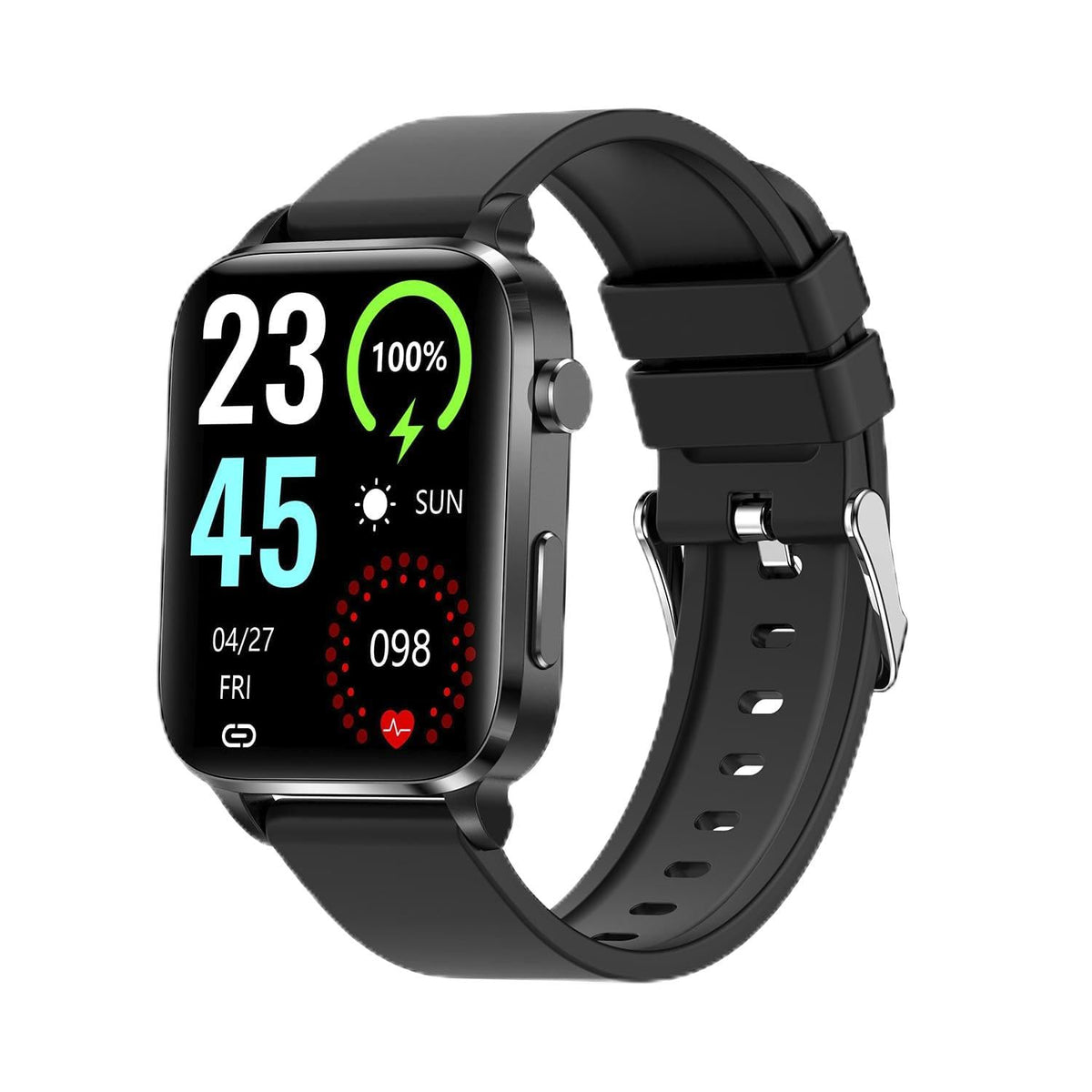 DAM Smartwatch F100 con Terapia de Salud con láser de Doble sonda. Monitor de O2, tensión y termómetro. Varios Modos Deportivos. 3,7x1,1x4,2 Cm. Color: Negro