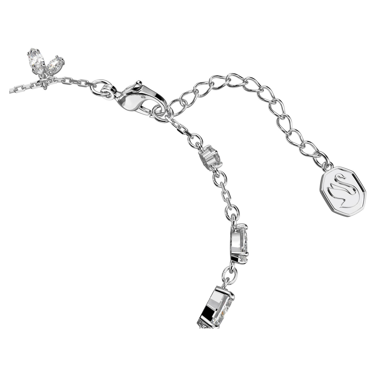Swarovski Pulsera Gema, Tallas mixtas, Flor, Blanca, Baño de rodio