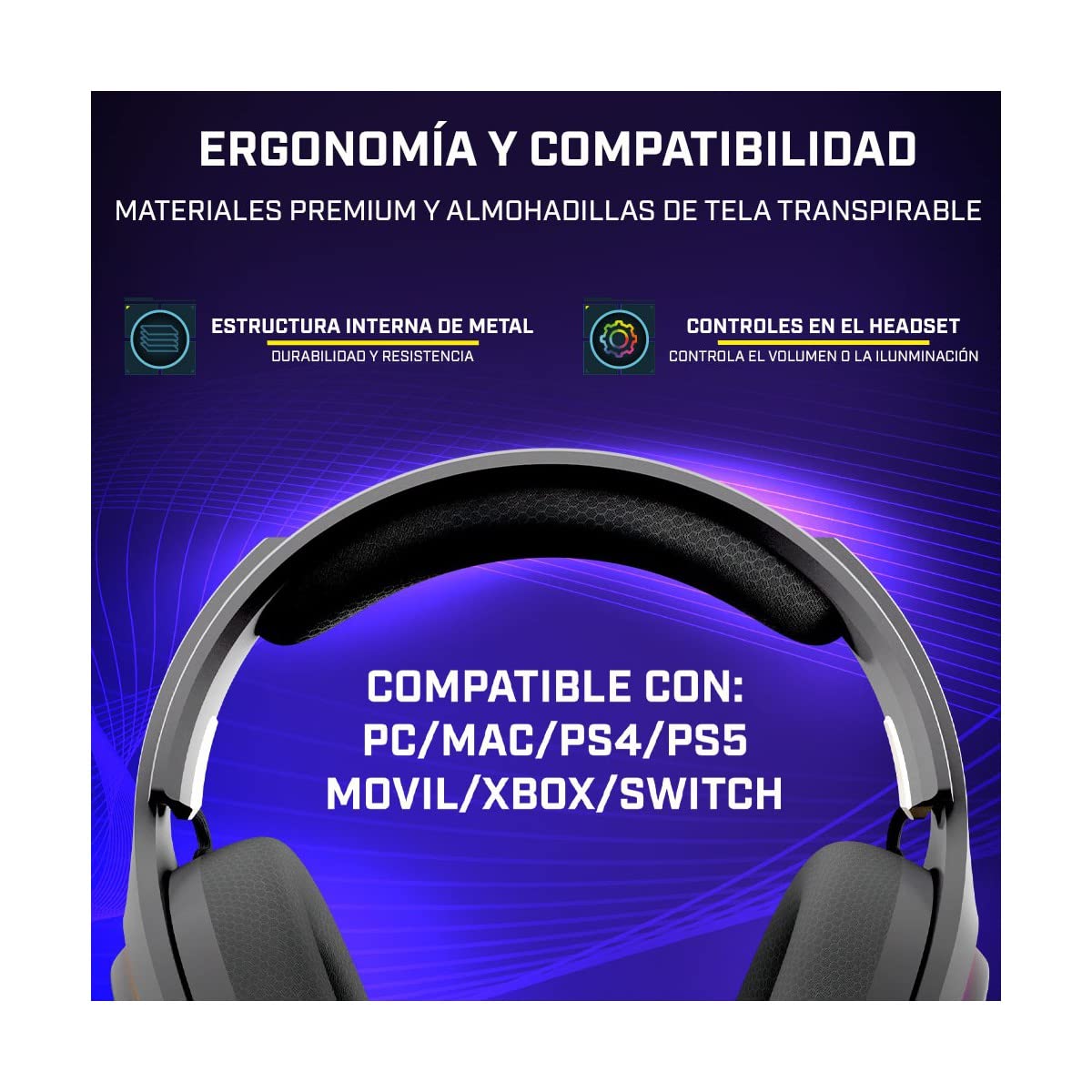 NEWSKILL Aton Black | Auriculares Gaming Inalámbricos | 2.4Ghz | Bluetooth 5.0