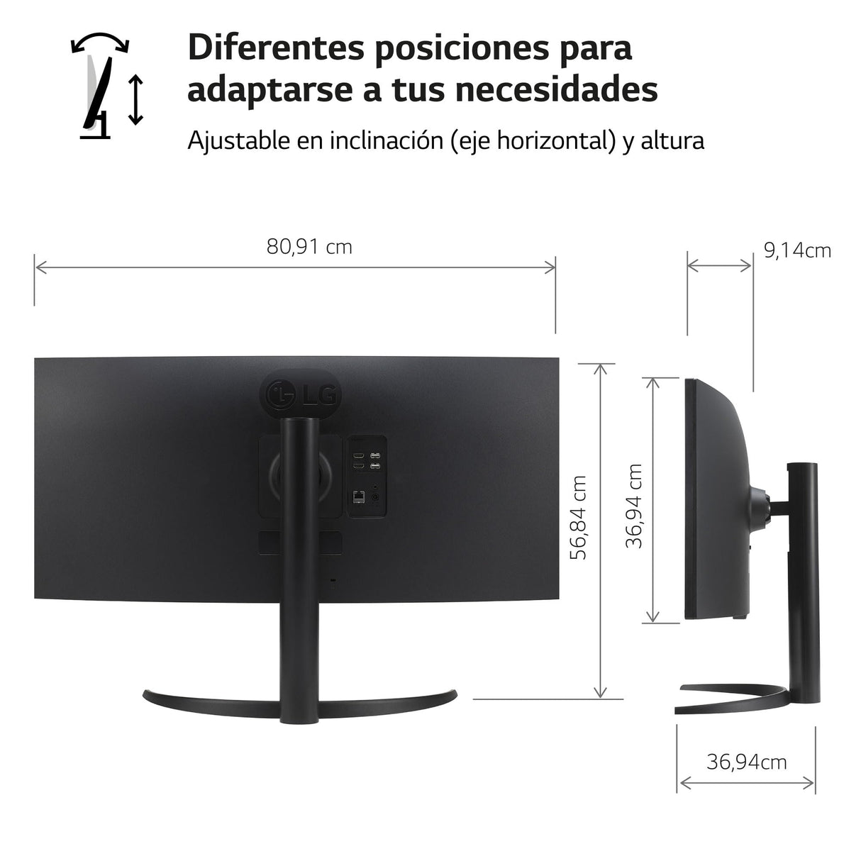 LG 34SR65QC-B - MyView Smart Monitor, 34", Panel VA, (3440x1440), 21:9, 100 Hz, 10ms Clasificación F, ThinQ App y Alexa, Negro