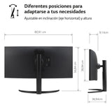 LG 34SR65QC-B - MyView Smart Monitor, 34", Panel VA, (3440x1440), 21:9, 100 Hz, 10ms Clasificación F, ThinQ App y Alexa, Negro
