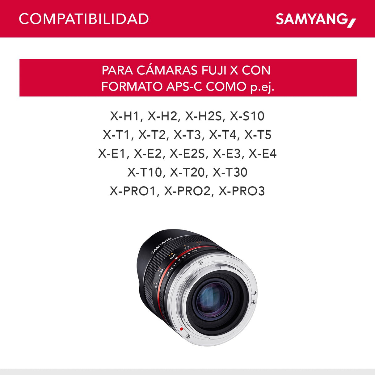 Samyang CSC-Mirrorless - Objetivo fotográfico para Fuji X (8 mm, F2.8 II UMC, ojo de pez), negro