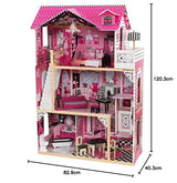 KidKraft Casa de muñecas de Madera Amelia para muñecas de 30 cm con Muebles y Accesorios, Casita de Juguete con Ascensor y balcón, 3 Niveles de Juego, Juguetes niños y niñas Desde 3 años (65093)