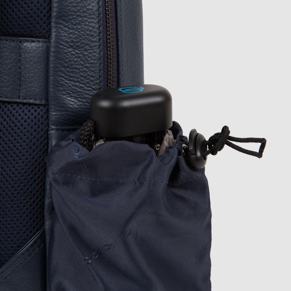 Piquadro Modus - Mochila pequeña de piel para PC de 14" con dos compartimentos, Negro, 40 cm, Daypack