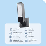 Netatmo Cámara de Vigilancia Exterior Sirena 105 dB y Foco 12W, Video HD, Detección Avanzada de Personas, Animales y Vehículos, Visión Nocturna, Almacenamiento Local Gratis - NOC-S-AMZ
