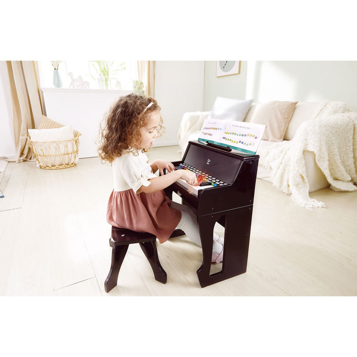 Hape - Piano con Taburete Aprende con Luces Negro (E0629)