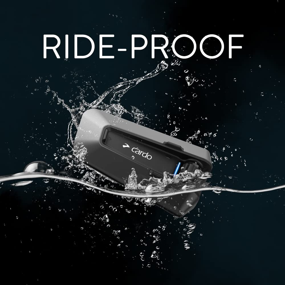 Cardo PACKTAK Edge Intercomunicador de Auriculares con Sistema de comunicación Bluetooth para Motocicleta - Paquete Doble, Negra