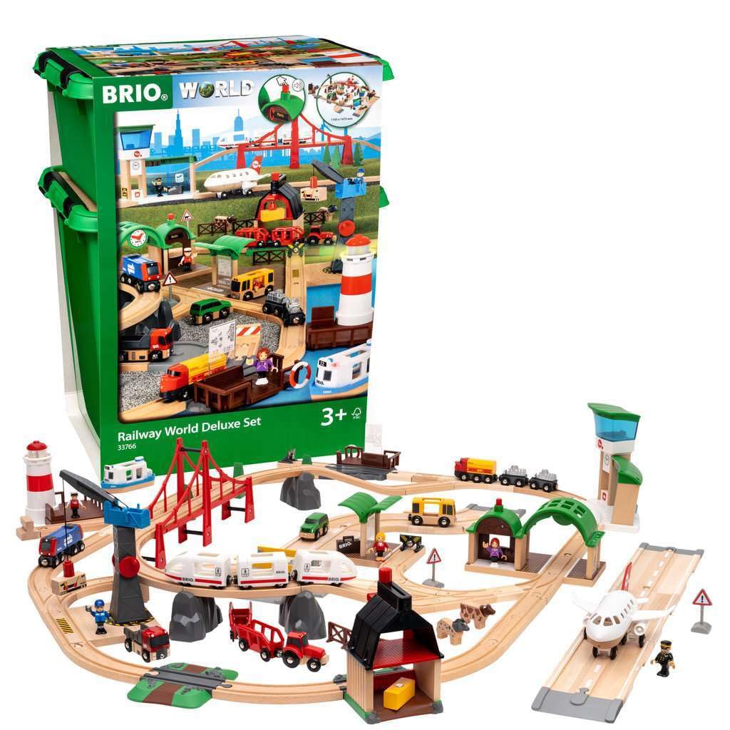BRIO World - Set Deluxe el Mundo del Ferrocarril, Ferrocarriles, Set de Construcción de Madera, Tren Juguete, Juguetes Niños 3 Años o más, Juegos Educativos 3 Años