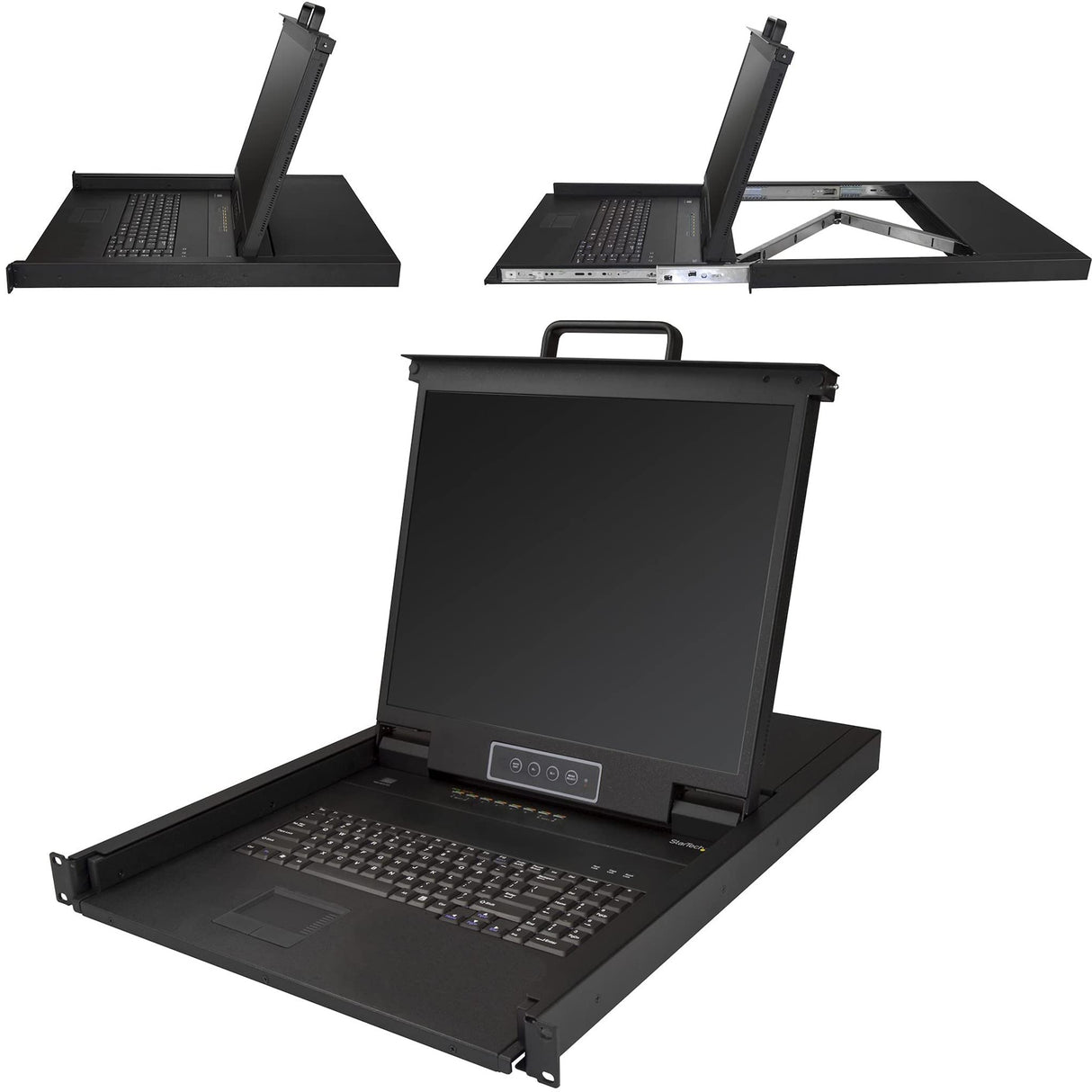 StarTech.com Consola KVM de 8 puertos para Montaje en Rack - Teclado QWERTY - con Cables de 1,8m - Conmutador KVM con Monitor LCD de 19" - Switch KVM LCD 1U OSD - 50.000 MTBF - USB + VGA (RKCONS1908K)