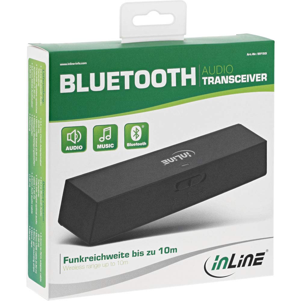 InLine® Transceptor de Audio Bluetooth, transmisor y Receptor, BT 5.0, aptX LL, Jack + Toslink 99151I