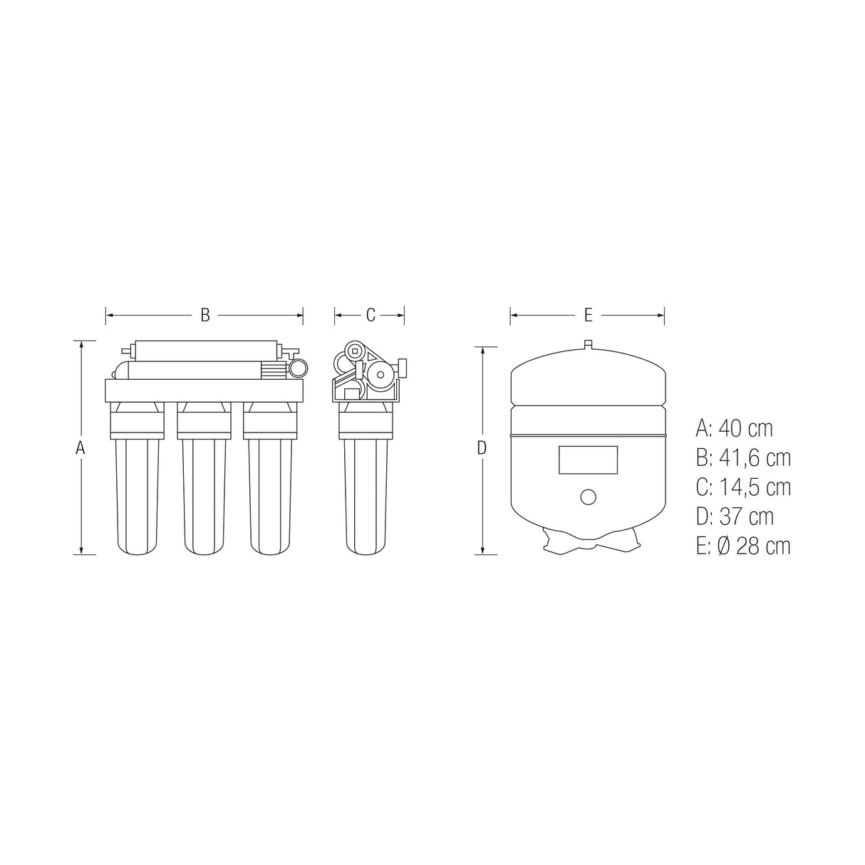 EUR 35. Equipo de Ósmosis Inversa Doméstica de 5 Etapas. Fácil Instalación y cambio de Filtros. Colocación bajo encimera. Incluye Filtros, Membrana y Post Filtro. Bbagua.