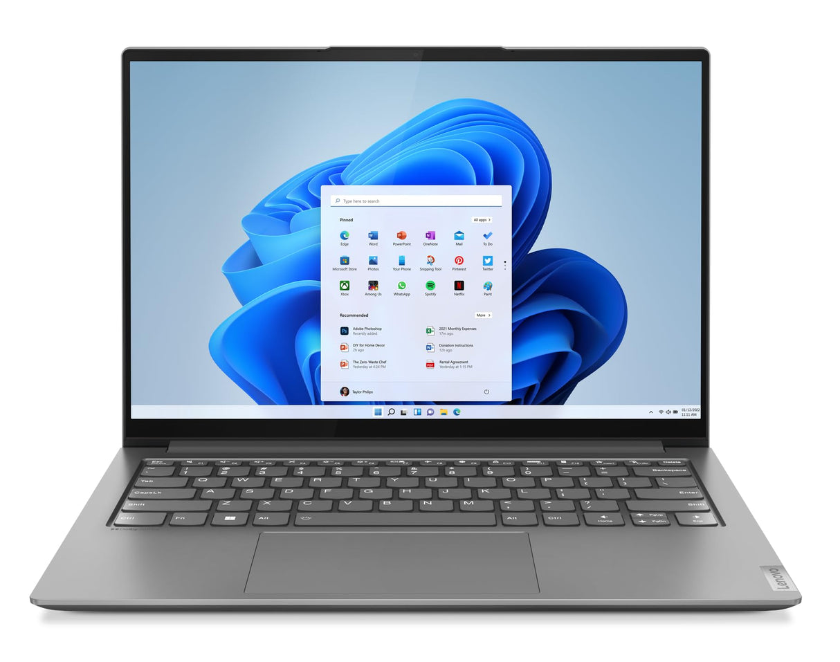 Lenovo Yoga Slim 7 Pro - Ordenador portátil 14" 2.2K (Core i7-1260P, 8GB RAM, 512 GB SSD, Intel Graphics, Windows 11) Gris - Teclado QWERTY español