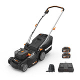 WORX Cortacésped WG737E Nitro con batería de 40 V (2 x 20 V), Potente Motor sin escobillas, Ancho de Corte de 37 cm, 6 Niveles de Altura de Corte (20 – 70 mm), Saco recogedor de césped de 40 l,
