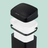 Relaxdays Cubo de Basura Cocina con Sensor, 40 litros, Tapa Eléctrica, Soporte Bolsas, Papelera Automática, Negro, Acero, Plástico
