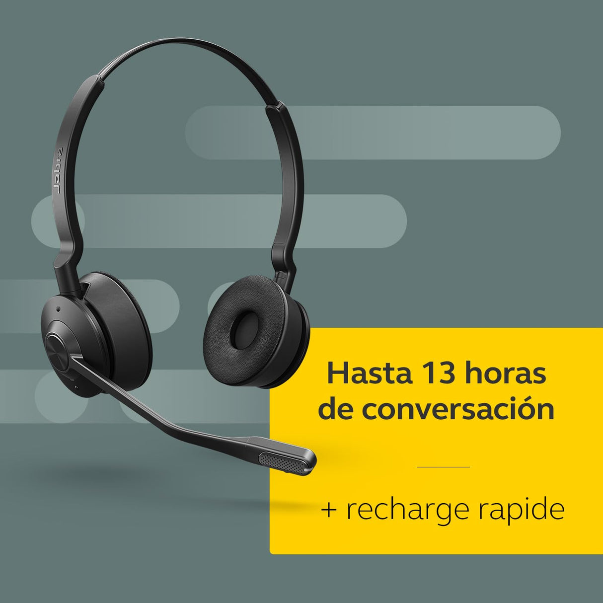 Jabra Engage 65 SE Auricular inalámbrico estéreo para Llamadas Profesionales, Seguridad DECT, batería de 13 Horas, Comodidad Durante Todo el día con Base, Cable USB-C