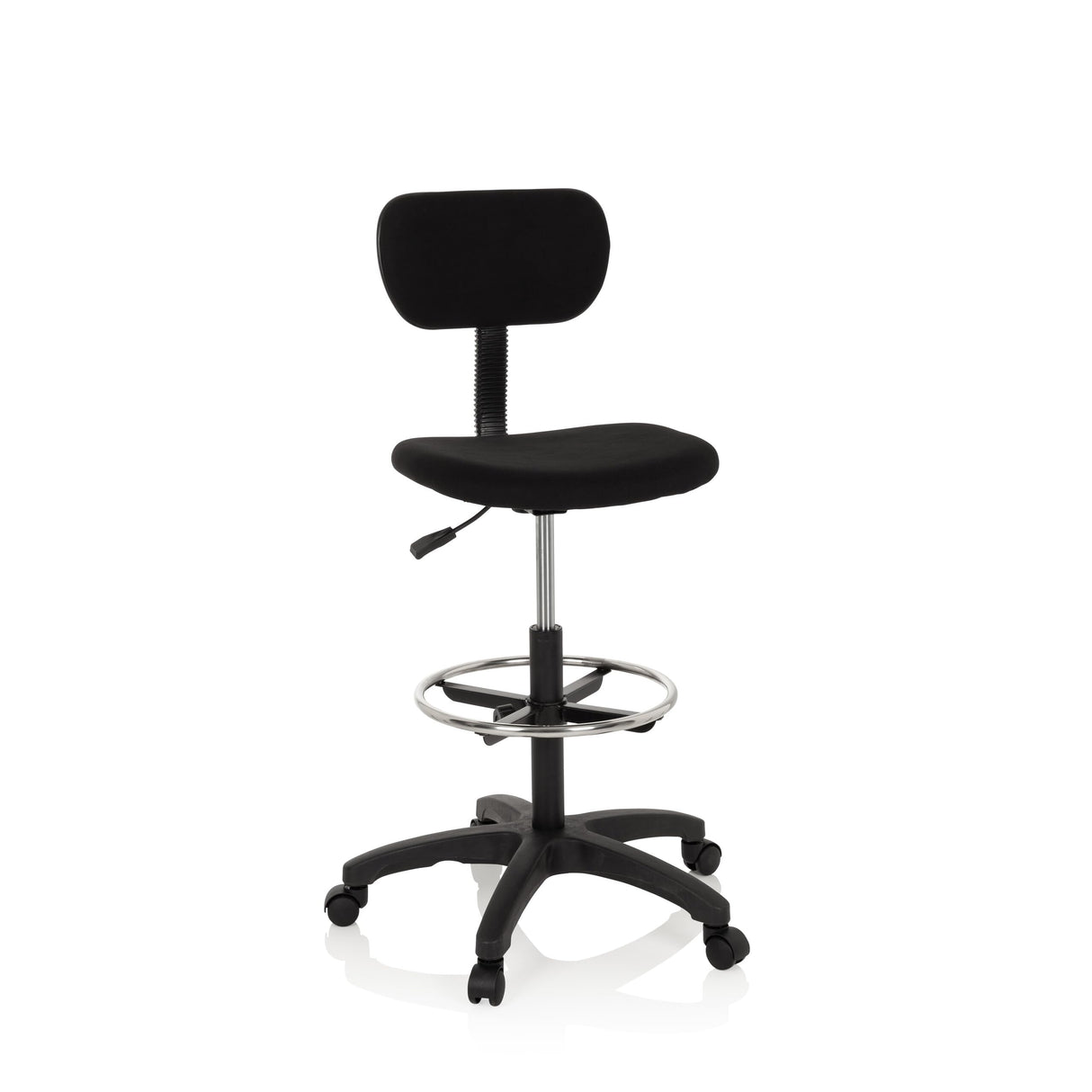 hjh OFFICE Silla de Trabajo Silla giratoria Top Work 05 Tela Alta con Respaldo reposapies Altura Ajustable Negro