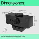 HP 620 Webcam - Full HD, 1920 x 1080, videoconferencias, autoenfoque, micrófono Integrado, Windows Hello, Teams, Zoom, Google Meet, Twitch, Youtube, Streaming - Color Negro