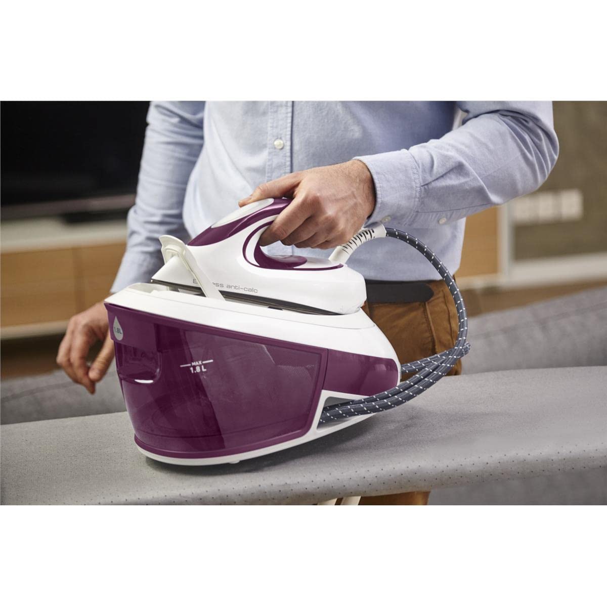 Tefal Express Anti-Calc SV8054 Dampfb?gelstation 2800 W 1,8 l Duriliumsohle Violett - Wei? (SV8054)