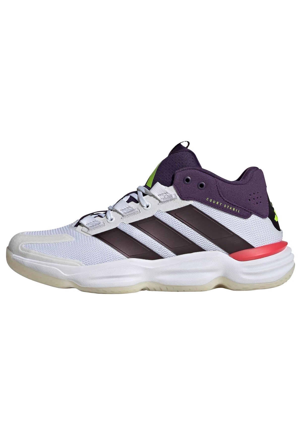 adidas Courtstabil Indoor Performance Shoes, Calzado Deportivo Hombre, Cloud White/Aurora Met. / Aurora Plum, 45 1/3 EU