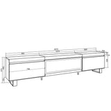 Skraut Home | Mueble TV | Televisión | Muebles de salón, almacenaje | 267x57x35 cm | para TV Gran Formato | Chimenea eléctrica XXL | Diseño Industrial | Estilo Moderno | Roble