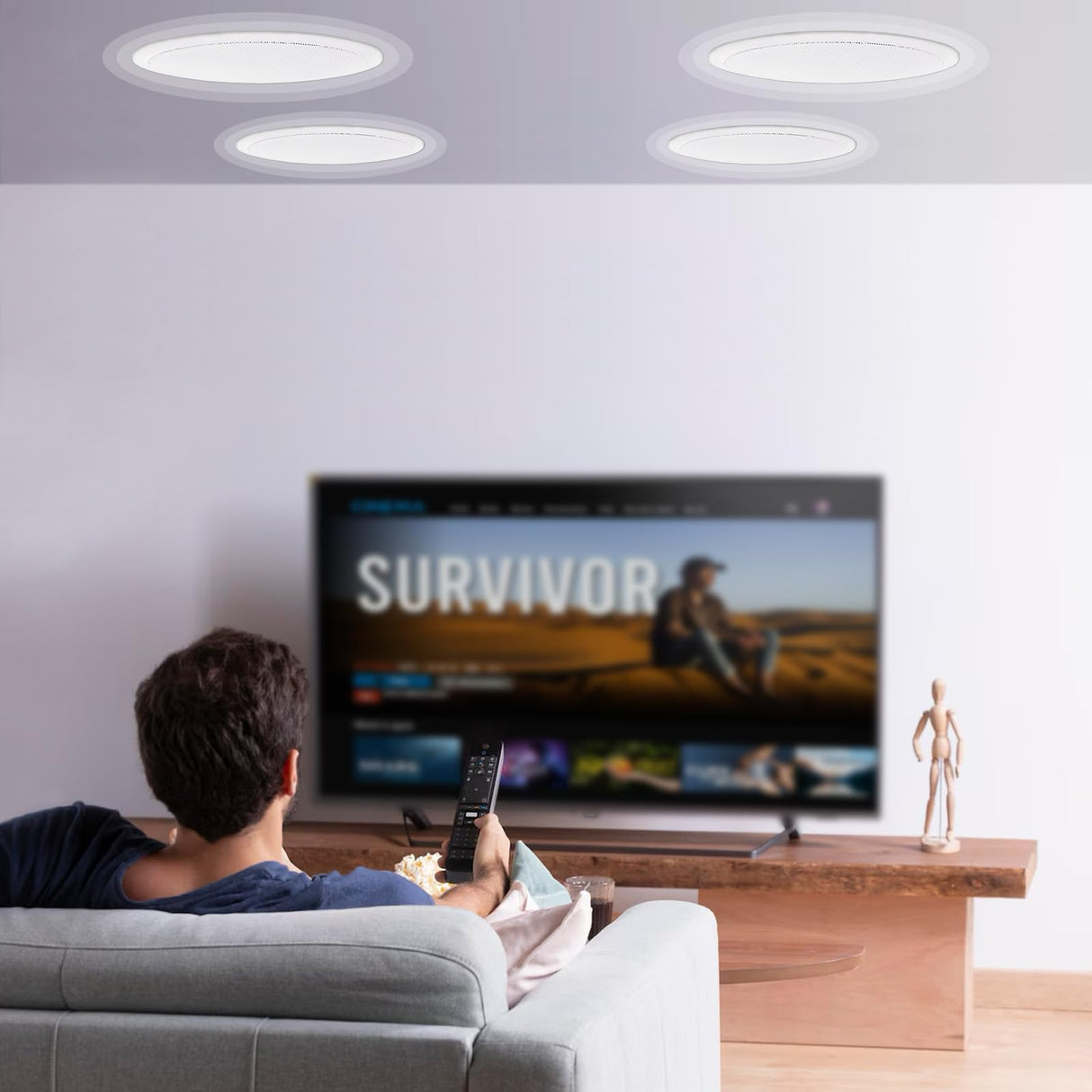 VEVOR 4 Altavoces de Techo de 205 mm, 100 W, Altavoces de Techo y de Pared de Montaje Empotrado con 8 Ω Impedancia 89 dB de Sensibilidad para Hogar, Sala de Estar, Dormitorio o Porches Cubiertos