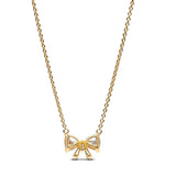 PANDORA Timeless 363508C01-45 - Collar de plata de ley con aleación de metal chapado en oro y circonitas, tamaño 45 cm, 45cm, Plata esterlina, Circonia cúbica