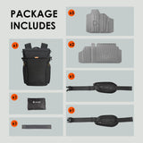 TARION Mochila Fotográfica Grande Profesional - Compartimento Portátil 16'' + Acceso Lateral/Trasero Rápido con Cubierta Impermeable y Cinturón Desmontable - Para Cámaras DSLR Thorner
