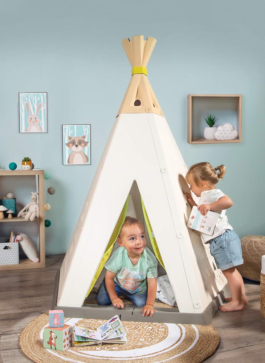 Smoby 7600811000 Casita Tipi de Plástico de Calidad para Interior o Exterior, Evolutiva y Ajustable a 2 Tamaños, Anti-UV, para Niños a Partir de 2 Años, Tamaño 127 x 121 cm/147 x 140 cm