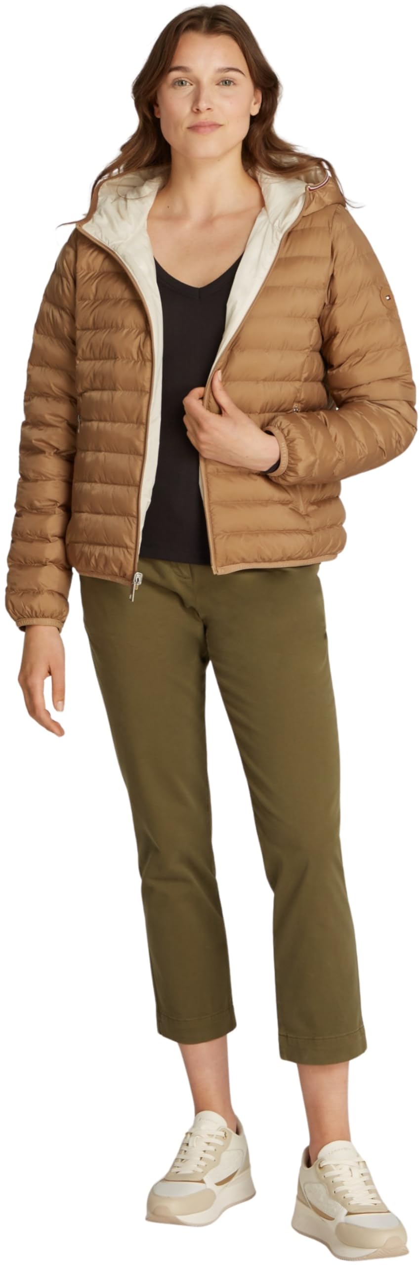 Tommy Hilfiger Cazadora acolchada Mujer Padded reversible, Beige (Safari Canvas), S