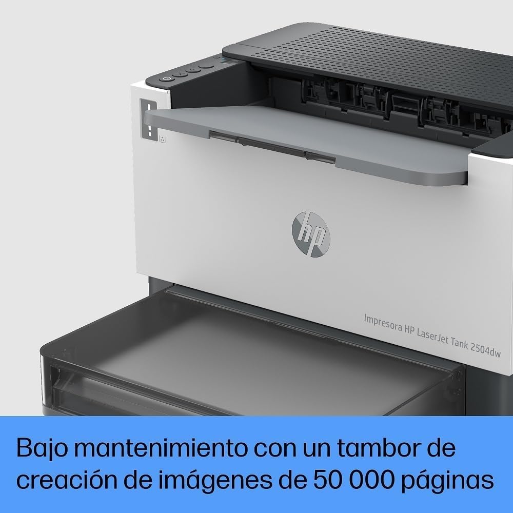 HP LaserJet Tank 2504dw 2R7F4A, Impresora Láser A4 con Deposito de Toner, Impresión a Doble Cara Automática, Wi-Fi, HP Smart App, Pantalla LCD Icon, Blanca y Negra