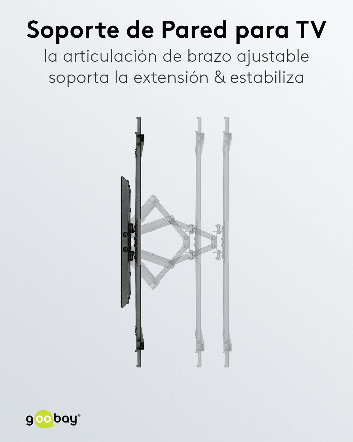 goobay 49746 Soporte de Pared para TV Pro FULLMOTION (XL) 43 a 100 Pulgadas (109-254 cm) Totalmente móvil, Giratorio/inclinable, 60 kg, estándar Vesa, Negro