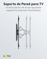 goobay 49746 Soporte de Pared para TV Pro FULLMOTION (XL) 43 a 100 Pulgadas (109-254 cm) Totalmente móvil, Giratorio/inclinable, 60 kg, estándar Vesa, Negro