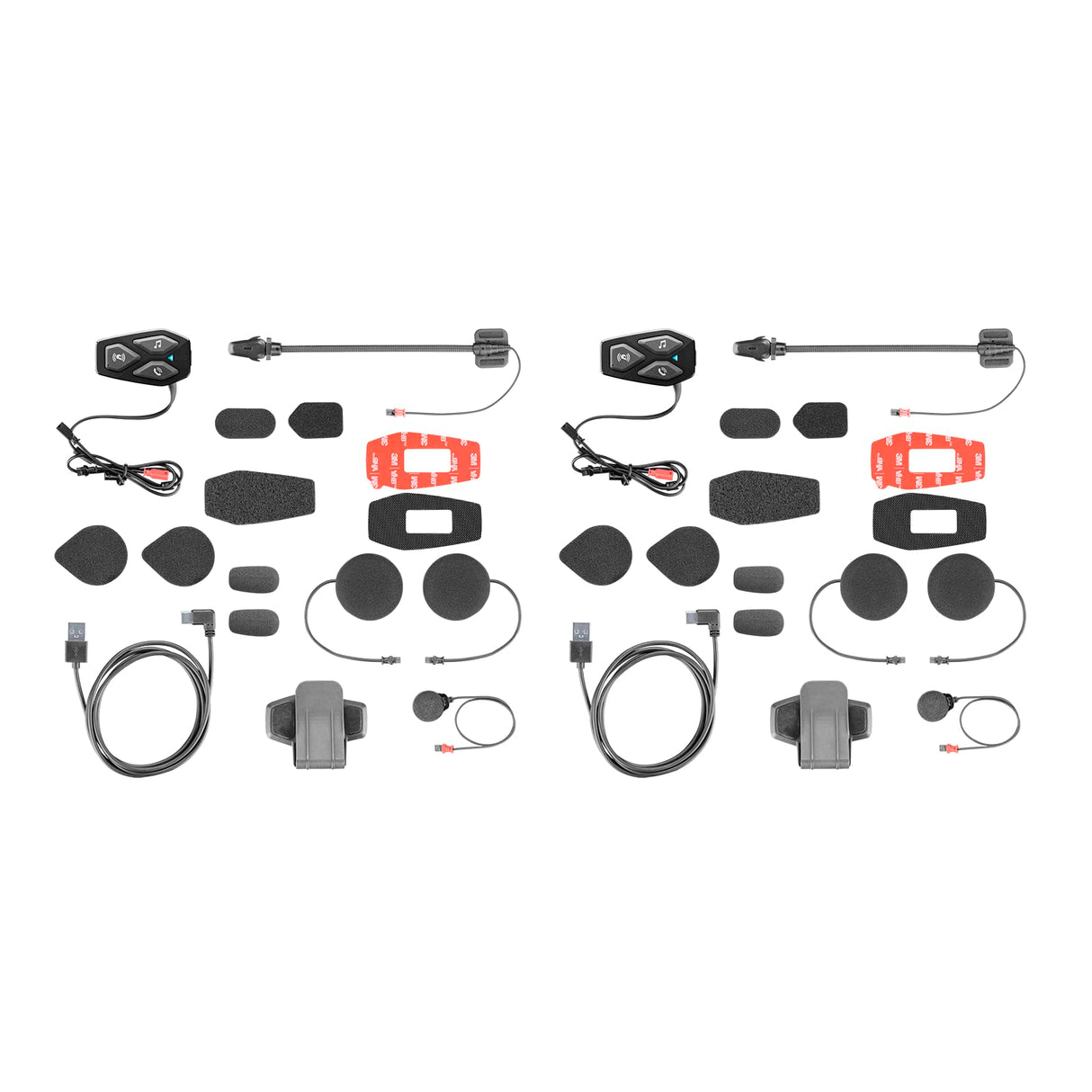 Interphone UCOM3 - Doble - Bluetooth 5.1 Motorcycle Intercom da Casco de Motocicleta, Auriculares de 32 mm, Uso de Motocicletas, Distancia de 500 m, 10 Horas de autonomía, música, GPS, Impermeable