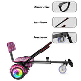 SISIGAD Hoverboards con Hoverkart,Overboard con Hoverkart para niños, hoverboards con música bluetooth y luces LED