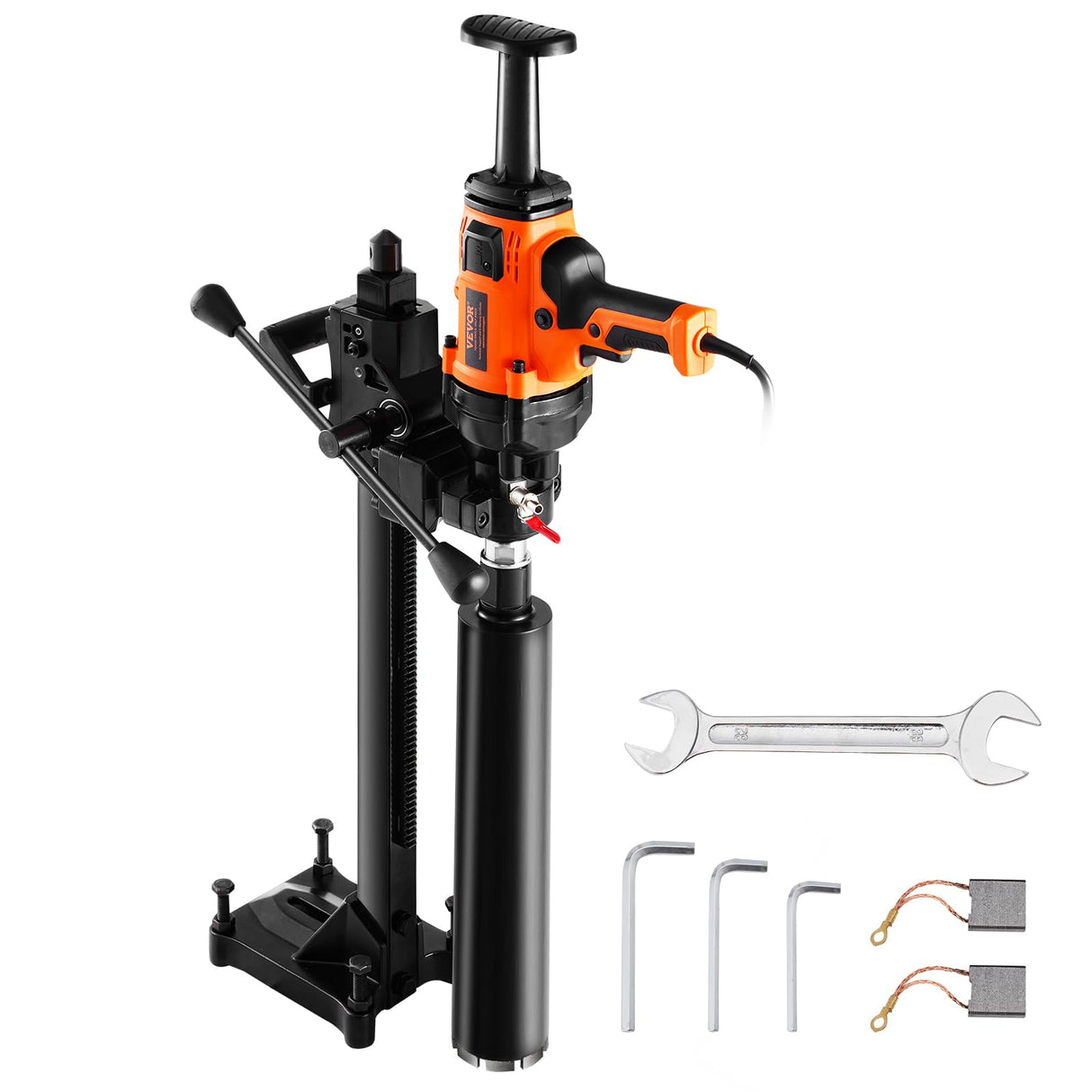 VEVOR Taladro de núcleo Portátil de 20-160 mm de Diámetro de Perforación con Soporte y Broca de Núcleo, Taladro de Núcleo de Hormigón de 2000 W, Uso Húmedo y Seco para Hormigón, Ladrillo, Mármol
