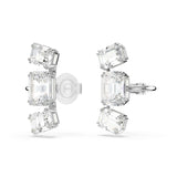 Swarovski Pendientes de clip Millenia, Talla octogonal, Blancos, Baño de rodio