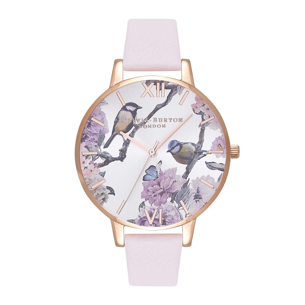 Olivia Burton Reloj Analógico de Cuarzo para Mujer Colección Pretty Blossom con Correa de Cuero Rosa - OB16PL35