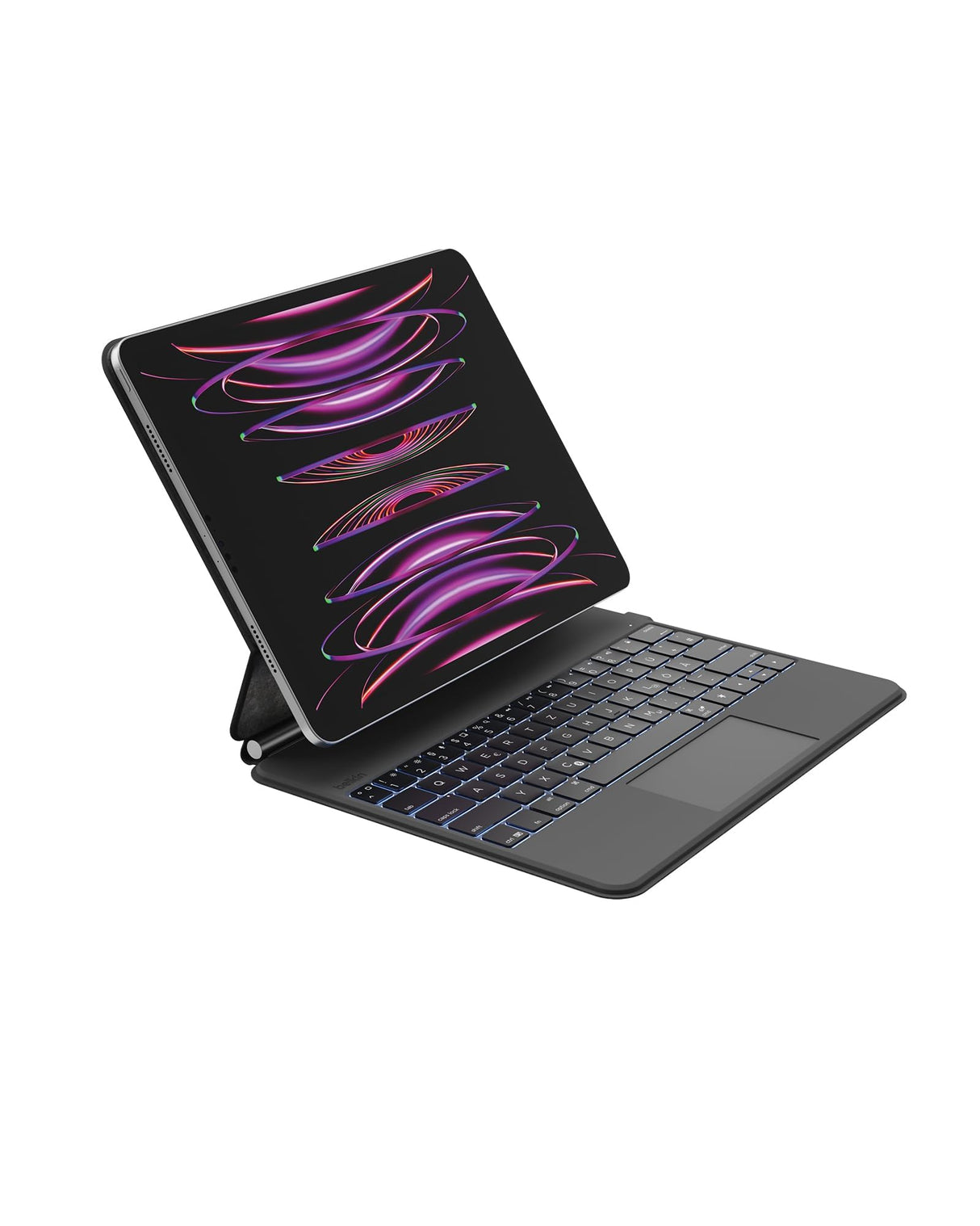 Belkin Teclado Bluetooth Pro con Funda y Soporte magnético, Teclado iPad, Control Multi-gestor, Soporte magnético para lápiz de Apple, QWERTZ, Teclas Multimedia para iPad M4 Pro de 13 Pulgadas