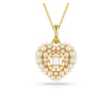 Swarovski Colgante Hyperbola, Corazón, Blanco, Baño tono oro