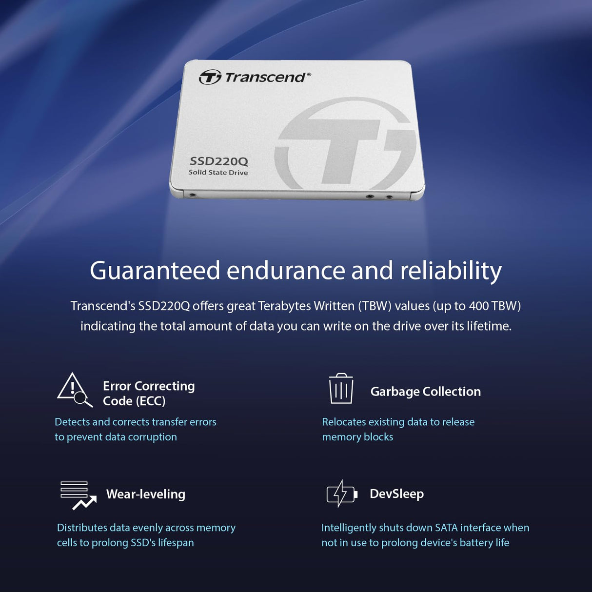 Transcend 2TB SSD220Q 2 TB 2.5 Pulgadas SATA III 6 GB/s Disco de Estado Sólido Interno QLC NAND TS2TSSD220Q
