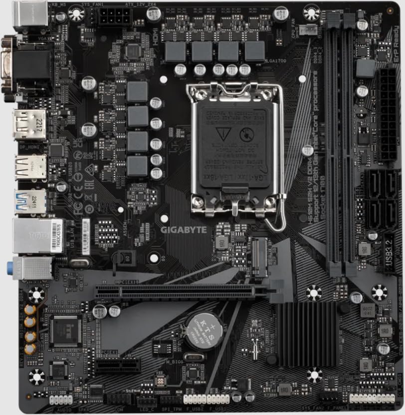 GIGABYTE H610M S2H V2 DDR4 Placa Base - Compatible con procesadores Intel Core 14th CPUs, 6+1+1 Hybrid Phases Digital VRM, up to 3200MHz DDR4 (OC), 1xPCIe 3.0 M.2, GbE LAN, USB 3.2 Gen 1