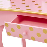 Teamson Kids Mesa de Tocador Rosa de Madera con Espejo y Taburete TD-11670L