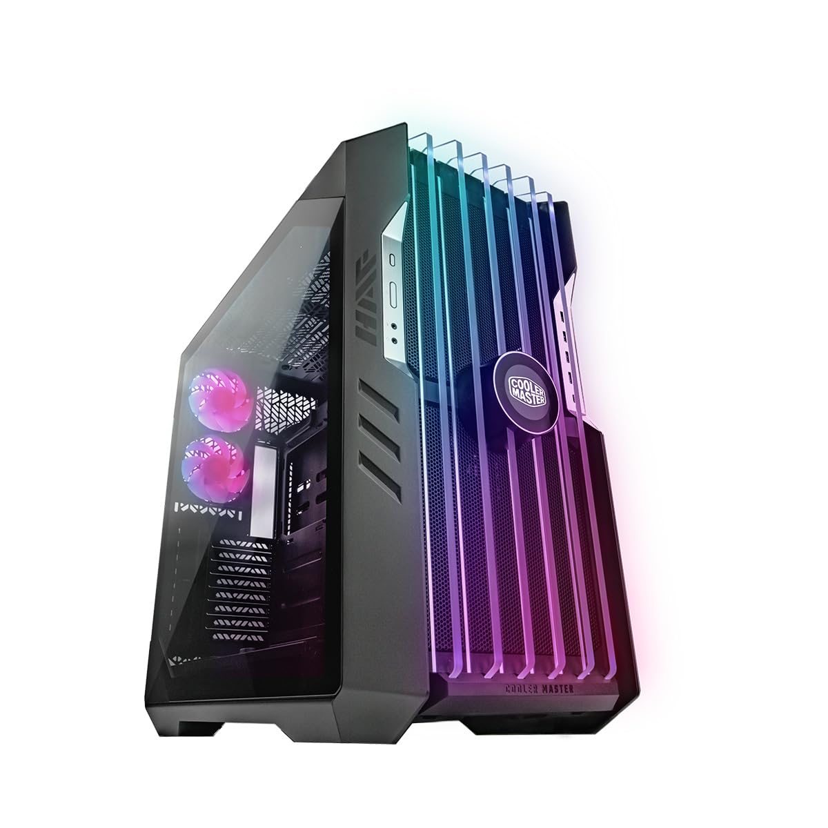 Cooler Master HAF 700 EVO Caja PC - Full Tower, Admite E-ATX, 5 Fans Preinstalados, Soportes de Radiador Giratorios, High-Airflow Cooling, Display LCD Real-Time, Aspas ARGB Edge-Lit