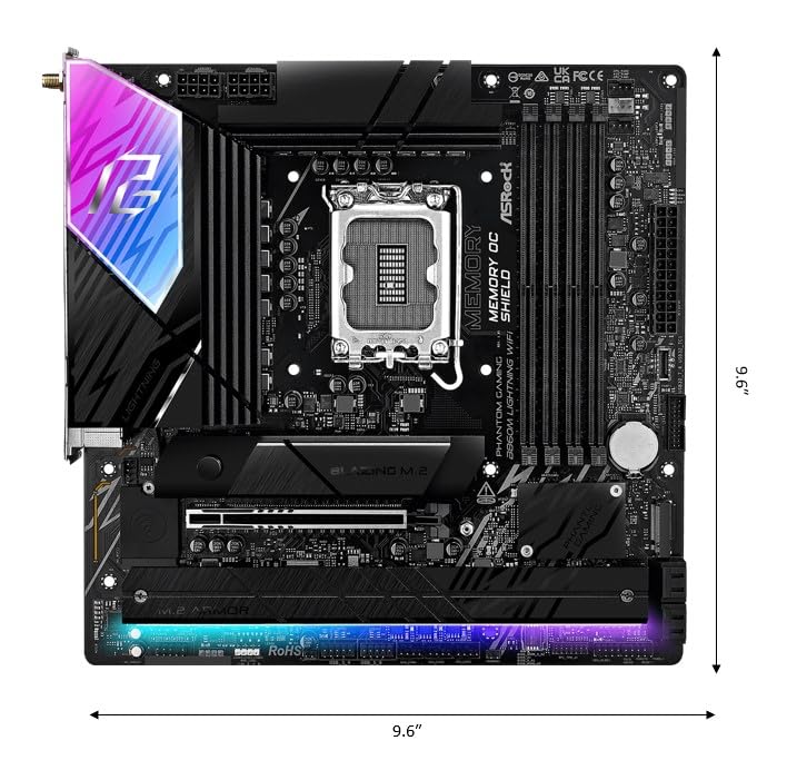 ASRock Phantom Gaming B860M Lightning WiFi 6E Intel Core Ultra B860 LGA1851 DDR5 8933 MHz 256GB M.2 Micro ATX Motherboard Thunderbolt SATA3 6.0 GB/s PCIe 5.0
