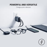 Razer Cargador USB-C GAN - Cargador rápido portátil (2 USB-C, 2 USB-A con Puertos de EE. UU., UE y Reino Unido) Negro