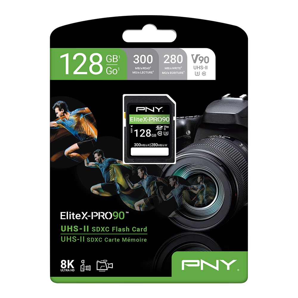 PNY Tarjeta de Memoria SD 128GB EliteX-Pro 90 Clase 10 U3 V90 UHS-II